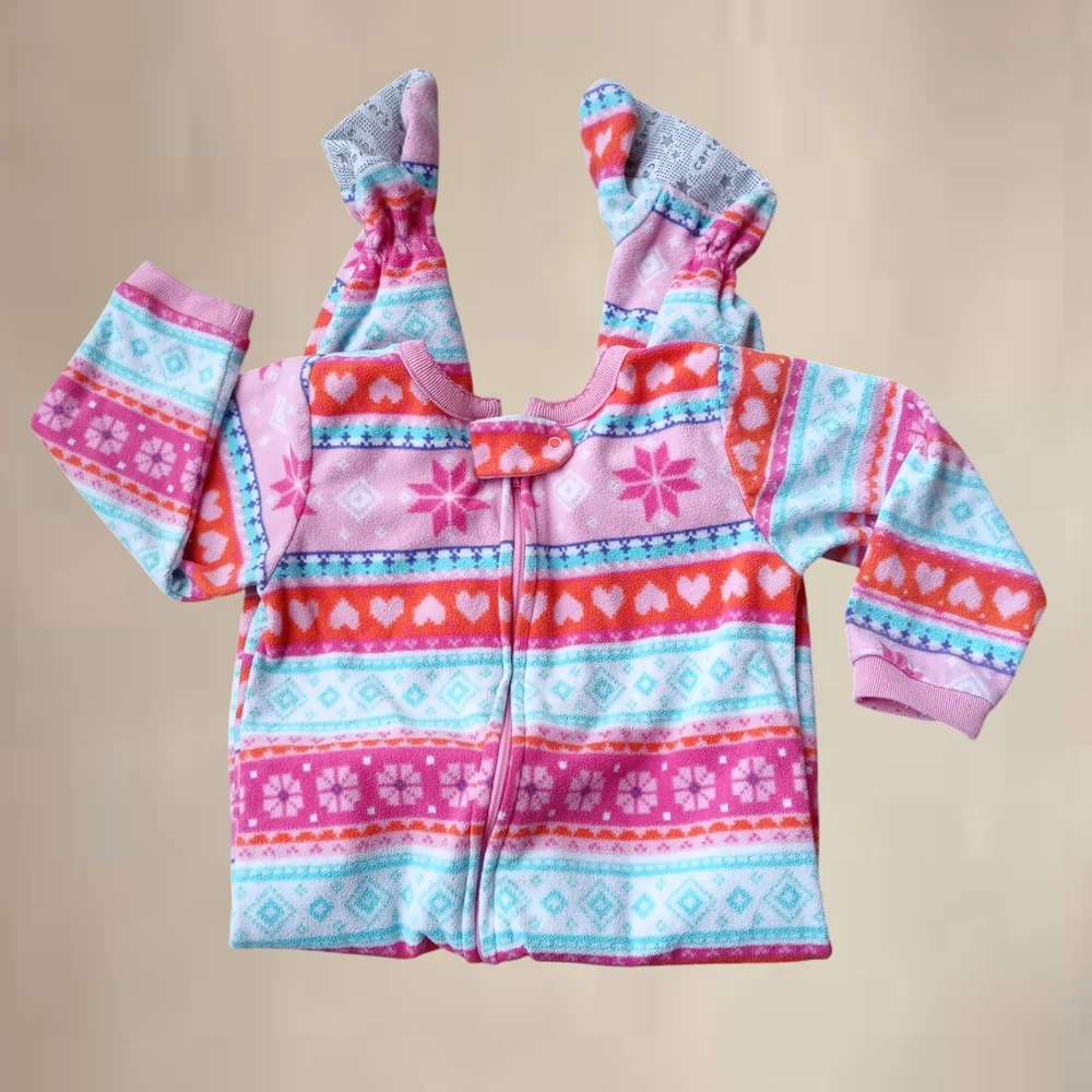 L) Carter's Pink and Orange Footie One Piece with Nordic Design
